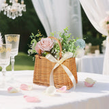 1Pcs Natural Rattan Woven Small Flower Basket Portable Decorative Storage Basket for Dried Flowers Home Wedding Decoration Gift