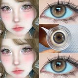 New 2pcs Colored Contact Lenses for Eyes with Prescription Myopia Lenses Natural Blue Iris Lens High Quality Soft Lenses