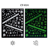 3D Luminous Nail Stickers Decals Black White Spider Web Skull Alien Planet Glow In The Dark Halloween Manicure Foils Tattoo Tips