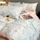 Flower Printed Duvet Cover Set Satin Silk Bed Cover Sets for Summer Queen/King Size Silky plumones de cama Coolling Bedding Set