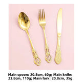 Retro Ins Luxury Relief Stainless Steel Fork And Knife Set Golden And Silver Home Dining Utensils Steak Knife And Fork Set