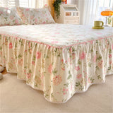 1PC 100%Cotton Bed Skirt Queen/King Size Floral Printed Bed Sheet with Ruffles falda de cama Full Size Bed Skirt for Single Bed