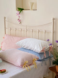Pure Cotton Pillowcases  Knot Tied Set of Two  Color Versatile Ins Girl's Heart Cotton Fabric Rectangular Shape