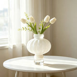 Nordic Colored Glass Flower Vase Bulb Pumpkin Shape Vase for Floral Arrangement Dining Table Home Decoration