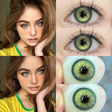 1 Pair HOT SALE Green Colored Contact Lenses with Prescription Myopia Lenses Cosmetic Beauty Pupils Soft Blue Eye Lenses
