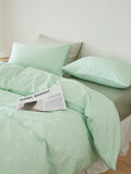 Ikeehome  Fre Cotton Floral Print Bedding Set Pure Color Duvet Cover Bed eet Quilt Cover All Seasons Universal Simple Sle 4-Piece...