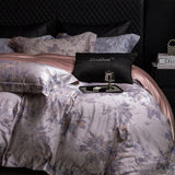 600TC Lyocell Cotton Flowers Jacquard Soft Silky Bedding Set Queen King Size Duvet Cover Bed Sheet/Fitted Sheet Pillowcases 4Pcs