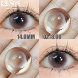 1Pair 0 to -8.00 Degree Colored Contact Lenses for Eyes with Diopters Grey Lenses Fashion Lens Soft Natural Beauty Pupil