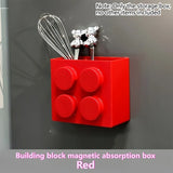 Magnetic Refrigerator Storage Box Plastic Building Block Refrigerator Side Mount Rack Organizer for Kitchen Wrap Straws Utensils