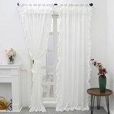 Curtain White with Ruffle Pure Living Room Curtains Modern Style Shading Drape 2 Panels Rod Pocket for Bedroom Home Decoration