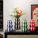 Vintage Ceramic Striped Vase Home Living Room Dining Table Atmosphere Colorful Hydroponic Vase Decoration