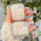 Colorful Stars Transparent Case For AirPods 4 Pro 1 2 3 Pro2 Air Pods Soft Earbuds Earphone Protective Cover with Keychain funda