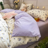 Pink Flowers Duvet Cover Set Ins Fashion Single Queen Size Girls Boys Flat Sheet Pillowcase No Filler Home Decor Bedding Set
