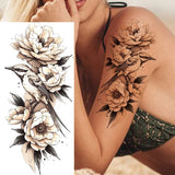 1 Sheet Realistic Flying Birds Flowers Temporary Tattoos For Women Girls Waterproof Long Lasting Fake Tattoo Sticker 3D Body Art