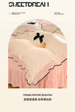 Korean Princess Style With Black Bow Lace Ruffles Pleat Milk Velvet Bedding Set Bedroom Decor Duvet Cover Bed Sheet Pillowcase