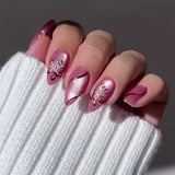 Almond Press on Fake Nails 3D Ripple Star False Nails Blue Smudge Detachable Full Cover Nails Tips 3D Shell Pearl Acrylic Nail