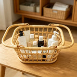Handwoven Rattan Storage Basket Multipurpose Organizer for Kitchen Sundries Clothing Toys Snacks Desktop Items Home Organization