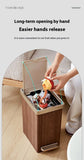 Wood Grain Garbage Bin High-end Household Garbage Storage Sealed with Lid Double Opening Design Kitchen and Bathroom Garbage Bin
