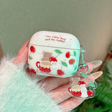 Cartoon Cute Cherry Little Bear Rabbit Silicone Headphone Case for Apple AirPods 1 2 3 4 Pro 2 Earphone Charging Box Keychain