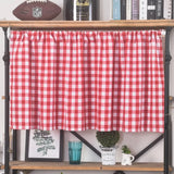 Window Valance Green Red Plaid Christmas Style Short Curtain Partition Curtain Linen with Lace Kitchen Coffee Shade Valances
