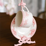 Metal Coffee Cup Rack Pink Bowknot Iron Household Cup and Saucer Storage Shelf Diningtable Watercup Storager Home Decoration