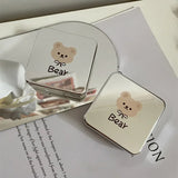 Portable Contracted Cute Little Bear Contact Lens Case Holder Storage Eye Care Container with Mirror Box