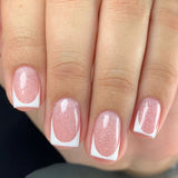 24pcs Short French False Nails Glossy Nude Color Simple Square Coffin Press on Nails with Glue Full Cover Wearable Manicure Nail