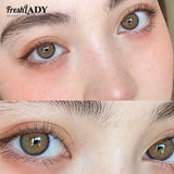 1 Pair Green Colored Contact Lenses Natural Brown Pupils Eyes Soft lenses Soft Contact Lenses 14.00mm Yearly Use