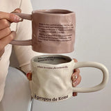 Creative Roman Letter Handheld Ceramic Cup Irregular Long Handle Coffee Mark Water Cup Coffee Cup