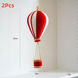 2Pcs Christmas Hot Air Balloon Pendants Flannel Tree Ornaments Creative Christmas Pendants Holiday Supplies Colorful Pearl Small