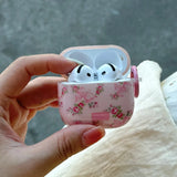 Lovely Pink Flower Gloss Soft Earphone Case for AirPods Pro 2 With Keychain for AirPods 4 3 2 1 Silicone Protection Cover