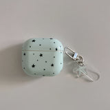 Mint Blue and Black Stars + Pendant Earphone Case Suitable for Apple for Airpodspro2 Case/For Airpodspro Case/For Airpods4 Case/For Airpods3 Case/For Airpods2 Case/Fashionable Women's Earphone Case/Simple Earphone Case