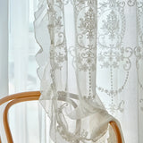 French Vintage Embroidered Lace White Sheer Curtain,high-end privacy Sheer Voile For Princess Bedroom Living Room,Home Drapes