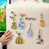 Ins Acrylic Vase Fridge Magnet Suitable for Flower Arrangements Home Decoration Kitchen Blackboard 3D Stickers Magnetic