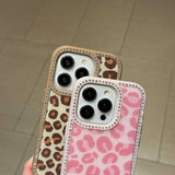 Leopard phone case for iphone 15pro 14 13 15 16 pro max 14promax 16Pro 13promax 15promax ins 3d diamond simple fundas shell