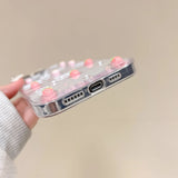 Transparent Strawberry Pearl Bow Soft Phone Case for iPhone 16 Pro Max Fundas Cover for iPhone 11 12 13 14 15 Pro Max Back Cover