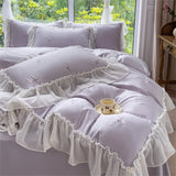 Rose Embroidery Bedding Set Silky Luxury Bedsheets Set Pillowcase Duvet Cover Bedclothes Skin-friendly Bed Linen Home Textiles