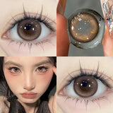 0~-8.00 Degree Color Contact Lenses with Prescription 1 Pair Myopia Brown Lenses Dark Soft Beautiful Pupil Iris Lenses