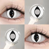 1 Pair White Halloween Cosplay Cat's Eyes Colorld Contact Lenses Anime Grey Contact Lenses Yellow Bloodthirsty Pupils