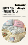 Kawaii Cartoon Dog Washed Cotton Bedding Set for Girl Boys Skin-friendly Duvet Cover Set with Sheet Soft Comfortable Quilt Cover