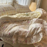 Korean Princess Duvet Cover Set Skin Friendly Wash Cotton Bedding Set Of Four Pieces Lace Bedin Set Bed Sheets Comforter Cover