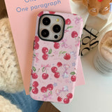 Ins Pink Full Screen Cherry Cute Cartoon Phone Case for IPhone 16 15 14 13 Pro Max Back Phone Cover for 12 Mini 11 ProMax X Capa