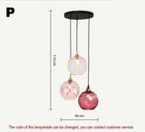 High-end Color Water Patterned Glass Ball Pendant Light Bedroom Bedside Lamp Creative Dining Living Room Bar Counter Chandelier