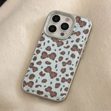 Stylish Bowknot Leopard Print Leather Texture Phone Case For iPhone 11 12 13 14 15 16 Pro Max Shockproof Protective Hard Cover