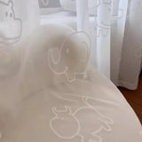 Cartoon Animal Embossed Flocking Tulle Kids Curtains Giraffe Elephant Jacquard Design Sheer Window Curtains for Boys Girls Room
