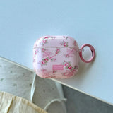 Lovely Pink Flower Gloss Soft Earphone Case for AirPods Pro 2 With Keychain for AirPods 4 3 2 1 Silicone Protection Cover
