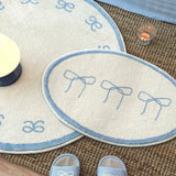 INS Blue Bowknot Bedside Rug Girls Rugs for Bedroom Decor Non-slip Soft Carpet Oval Area Carpets for Living Room Plush Rug