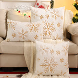 1 PC Christmas Throw Pillow Cover Plush Embroidery Snowflake Christmas Decoration Living Room