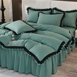 Princess Style Bedding Set Ruffle Duvet Cover With Lace Soft Four Piece Set Quilt Cover Bed Skirt Pillowcase Girls Bedroom Decor