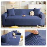 Solid Elastic Adjustable Sofa Cover,Non-slip Jacquard Corn Fleece Slipcover for Living Room Pet Anti-Scratch Dustproof Full Wrap